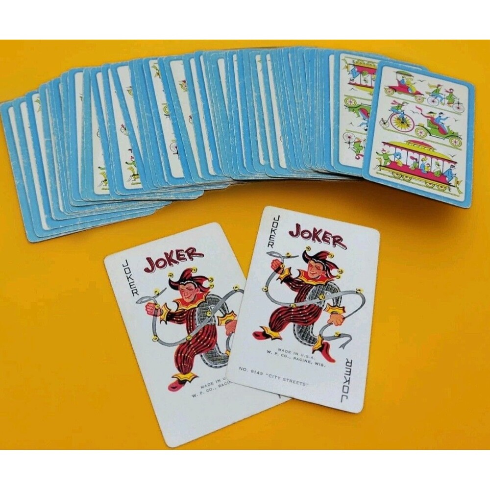 Vintage W.P. Co Wis USA VTG Transportation Playing Cards Complete Deck 2 Jokers